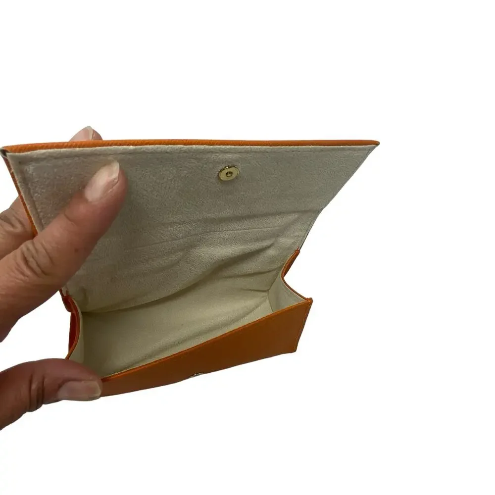 Tory Burch Orange‎ Gold Tone Logo Sunglasses Eyeglasses Case 6.5 x 3.5 Case Only